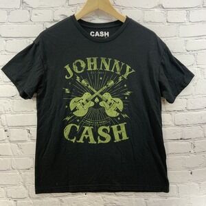 Johnny Cash T Shirt Mens Sz L Black Green Decal